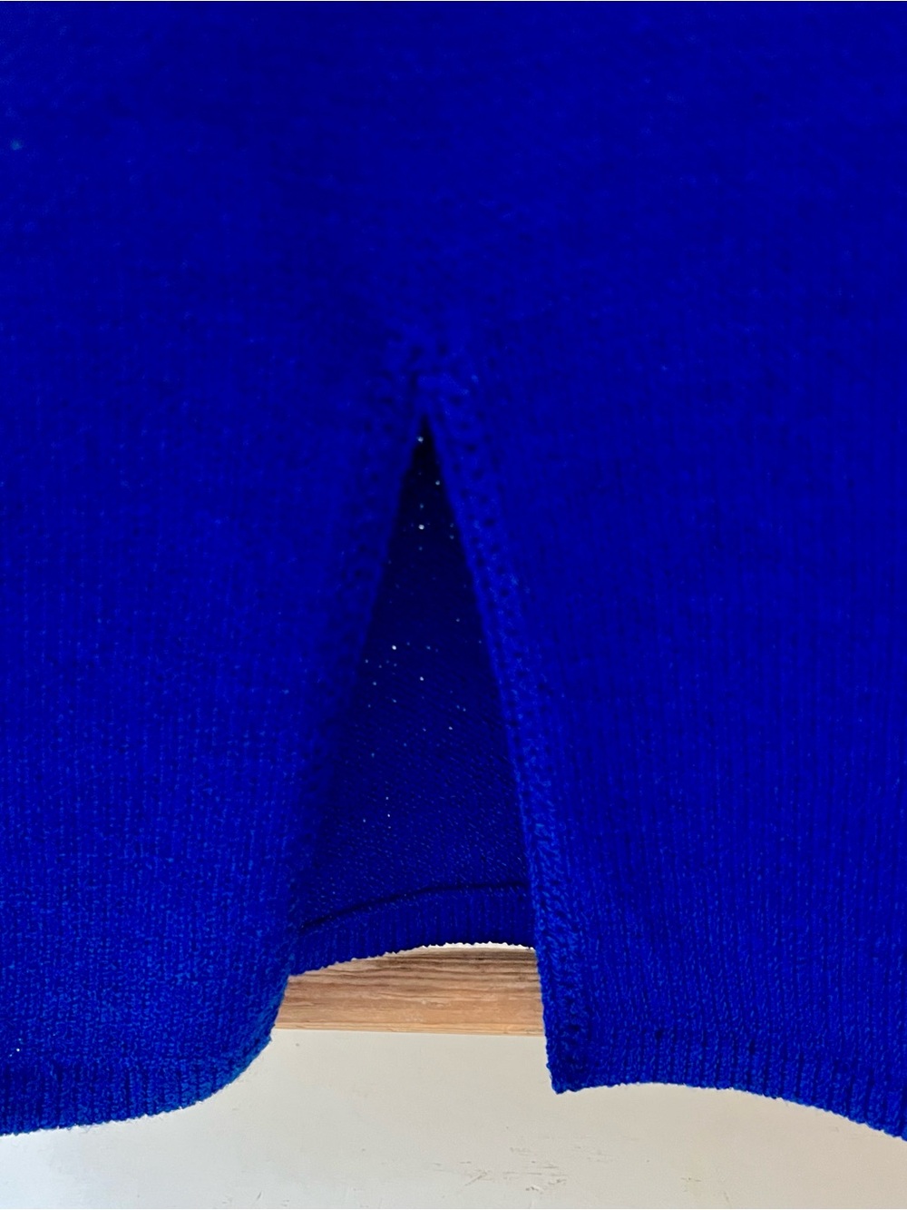 Vintage St. John Royal Blue Ostrich Feather-Trim Santana Knit Dress - Picture 8 of 8